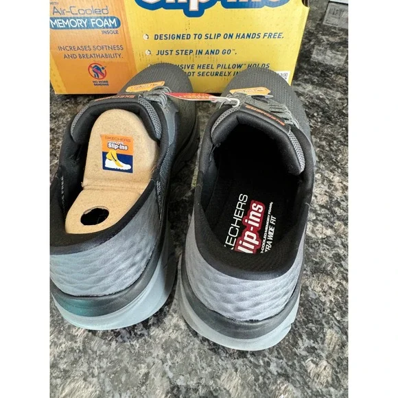 Skechers Slip-ins DLux Walker 2.0 Rezinate Charcoal shoes Men 11 Extra Wide Fit